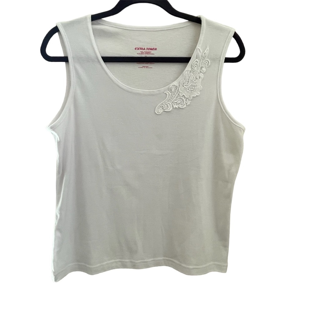Extra Touch White Tank with appliqué - 1X